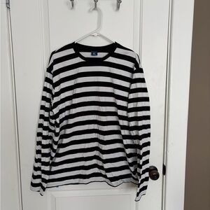 Black and White Striped Long Sleeve Shirt